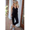 imagePRETTYGARDEN Womens Summer Casual One Piece Jumpsuits Spaghetti Strap Pants Romper 2025 Spring Vacation Resort OutfitsBlack