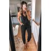 imagePRETTYGARDEN Womens Summer Casual One Piece Jumpsuits Spaghetti Strap Pants Romper 2025 Spring Vacation Resort OutfitsBlack