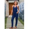 imagePRETTYGARDEN Womens Summer Casual One Piece Jumpsuits Spaghetti Strap Pants Romper 2025 Spring Vacation Resort OutfitsDark Blue
