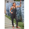 imagePRETTYGARDEN Womens Summer Casual One Piece Jumpsuits Spaghetti Strap Pants Romper 2025 Spring Vacation Resort OutfitsDark Grey
