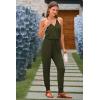 imagePRETTYGARDEN Womens Summer Casual One Piece Jumpsuits Spaghetti Strap Pants Romper 2025 Spring Vacation Resort OutfitsGreen