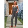 imagePRETTYGARDEN Womens Summer Casual One Piece Jumpsuits Spaghetti Strap Pants Romper 2025 Spring Vacation Resort OutfitsGrey