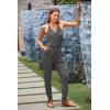 imagePRETTYGARDEN Womens Summer Casual One Piece Jumpsuits Spaghetti Strap Pants Romper 2025 Spring Vacation Resort OutfitsGrey