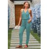 imagePRETTYGARDEN Womens Summer Casual One Piece Jumpsuits Spaghetti Strap Pants Romper 2025 Spring Vacation Resort OutfitsLight Green