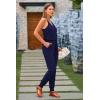 imagePRETTYGARDEN Womens Summer Casual One Piece Jumpsuits Spaghetti Strap Pants Romper 2025 Spring Vacation Resort OutfitsNavy