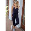 imagePRETTYGARDEN Womens Summer Casual One Piece Jumpsuits Spaghetti Strap Pants Romper 2025 Spring Vacation Resort OutfitsNavy