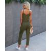 imagePRETTYGARDEN Womens Summer Casual One Piece Jumpsuits Spaghetti Strap Pants Romper 2025 Spring Vacation Resort OutfitsPure Army Green