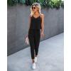 imagePRETTYGARDEN Womens Summer Casual One Piece Jumpsuits Spaghetti Strap Pants Romper 2025 Spring Vacation Resort OutfitsPure Black