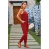 imagePRETTYGARDEN Womens Summer Casual One Piece Jumpsuits Spaghetti Strap Pants Romper 2025 Spring Vacation Resort OutfitsRed