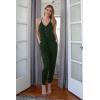 imagePRETTYGARDEN Womens Summer Casual One Piece Jumpsuits Spaghetti Strap Pants Romper 2025 Spring Vacation Resort OutfitsSolid Dark Green