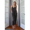 imagePRETTYGARDEN Womens Summer Casual One Piece Jumpsuits Spaghetti Strap Pants Romper 2025 Spring Vacation Resort OutfitsSolid Dark Grey