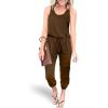 imagePRETTYGARDEN Womens Jumpsuit Casual Summer Romper 2025 Sleeveless Tank Lounge Cruise Airport Outfits Vacation ClothesCoffee