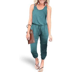 imagePRETTYGARDEN Womens Jumpsuit Casual Summer Romper 2025 Sleeveless Tank Lounge Cruise Airport Outfits Vacation ClothesGrey Green