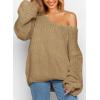 imagePRETTYGARDEN Womens Fall Sweaters Chunky Loose Long Sleeve V Neck Oversized Dressy Casual Knit Pullover TopsApricot