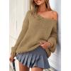 imagePRETTYGARDEN Womens Fall Sweaters Chunky Loose Long Sleeve V Neck Oversized Dressy Casual Knit Pullover TopsApricot
