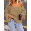 imagePRETTYGARDEN Womens Fall Sweaters Chunky Loose Long Sleeve V Neck Oversized Dressy Casual Knit Pullover TopsApricot
