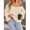 imagePRETTYGARDEN Womens Fall Sweaters Chunky Loose Long Sleeve V Neck Oversized Dressy Casual Knit Pullover TopsBeige