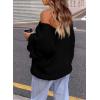 imagePRETTYGARDEN Womens Fall Sweaters Chunky Loose Long Sleeve V Neck Oversized Dressy Casual Knit Pullover TopsBlack
