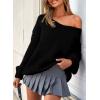 imagePRETTYGARDEN Womens Fall Sweaters Chunky Loose Long Sleeve V Neck Oversized Dressy Casual Knit Pullover TopsBlack