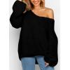 imagePRETTYGARDEN Womens Fall Sweaters Chunky Loose Long Sleeve V Neck Oversized Dressy Casual Knit Pullover TopsBlack