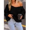 imagePRETTYGARDEN Womens Fall Sweaters Chunky Loose Long Sleeve V Neck Oversized Dressy Casual Knit Pullover TopsBlack