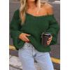 imagePRETTYGARDEN Womens Fall Sweaters Chunky Loose Long Sleeve V Neck Oversized Dressy Casual Knit Pullover TopsDark Green