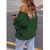 imagePRETTYGARDEN Womens Fall Sweaters Chunky Loose Long Sleeve V Neck Oversized Dressy Casual Knit Pullover TopsDark Green