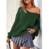 imagePRETTYGARDEN Womens Fall Sweaters Chunky Loose Long Sleeve V Neck Oversized Dressy Casual Knit Pullover TopsDark Green