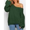 imagePRETTYGARDEN Womens Fall Sweaters Chunky Loose Long Sleeve V Neck Oversized Dressy Casual Knit Pullover TopsDark Green