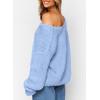 imagePRETTYGARDEN Womens Fall Sweaters Chunky Loose Long Sleeve V Neck Oversized Dressy Casual Knit Pullover TopsLight Blue