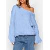 imagePRETTYGARDEN Womens Fall Sweaters Chunky Loose Long Sleeve V Neck Oversized Dressy Casual Knit Pullover TopsLight Blue