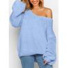 imagePRETTYGARDEN Womens Fall Sweaters Chunky Loose Long Sleeve V Neck Oversized Dressy Casual Knit Pullover TopsLight Blue