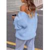 imagePRETTYGARDEN Womens Fall Sweaters Chunky Loose Long Sleeve V Neck Oversized Dressy Casual Knit Pullover TopsLight Blue