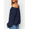 imagePRETTYGARDEN Womens Fall Sweaters Chunky Loose Long Sleeve V Neck Oversized Dressy Casual Knit Pullover TopsNavy