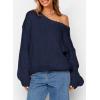 imagePRETTYGARDEN Womens Fall Sweaters Chunky Loose Long Sleeve V Neck Oversized Dressy Casual Knit Pullover TopsNavy