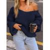 imagePRETTYGARDEN Womens Fall Sweaters Chunky Loose Long Sleeve V Neck Oversized Dressy Casual Knit Pullover TopsNavy