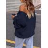 imagePRETTYGARDEN Womens Fall Sweaters Chunky Loose Long Sleeve V Neck Oversized Dressy Casual Knit Pullover TopsNavy