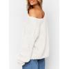 imagePRETTYGARDEN Womens Fall Sweaters Chunky Loose Long Sleeve V Neck Oversized Dressy Casual Knit Pullover TopsWhite