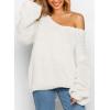 imagePRETTYGARDEN Womens Fall Sweaters Chunky Loose Long Sleeve V Neck Oversized Dressy Casual Knit Pullover TopsWhite