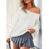 imagePRETTYGARDEN Womens Fall Sweaters Chunky Loose Long Sleeve V Neck Oversized Dressy Casual Knit Pullover TopsWhite