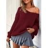 imagePRETTYGARDEN Womens Fall Sweaters Chunky Loose Long Sleeve V Neck Oversized Dressy Casual Knit Pullover TopsWine Red