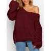 imagePRETTYGARDEN Womens Fall Sweaters Chunky Loose Long Sleeve V Neck Oversized Dressy Casual Knit Pullover TopsWine Red