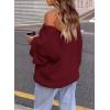 imagePRETTYGARDEN Womens Fall Sweaters Chunky Loose Long Sleeve V Neck Oversized Dressy Casual Knit Pullover TopsWine Red