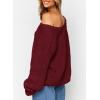 imagePRETTYGARDEN Womens Fall Sweaters Chunky Loose Long Sleeve V Neck Oversized Dressy Casual Knit Pullover TopsWine Red