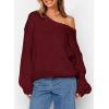 imagePRETTYGARDEN Womens Fall Sweaters Chunky Loose Long Sleeve V Neck Oversized Dressy Casual Knit Pullover TopsWine Red