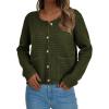 imagePRETTYGARDEN Womens Knit Cardigan Sweaters Fall Fashion Long Sleeve Open Front Button Down Trendy Casual Sweater JacketArmy Green
