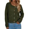 imagePRETTYGARDEN Womens Knit Cardigan Sweaters Fall Fashion Long Sleeve Open Front Button Down Trendy Casual Sweater JacketArmy Green