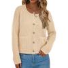 imagePRETTYGARDEN Womens Knit Cardigan Sweaters Fall Fashion Long Sleeve Open Front Button Down Trendy Casual Sweater JacketBeige