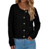 imagePRETTYGARDEN Womens Knit Cardigan Sweaters Fall Fashion Long Sleeve Open Front Button Down Trendy Casual Sweater JacketBlack