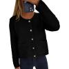 imagePRETTYGARDEN Womens Knit Cardigan Sweaters Fall Fashion Long Sleeve Open Front Button Down Trendy Casual Sweater JacketBlack